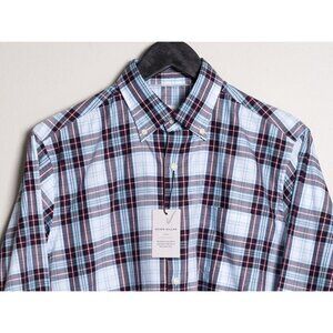 NWT Peter Millar Crown Mens Small Plaid Button Down Shirt Red Blue
